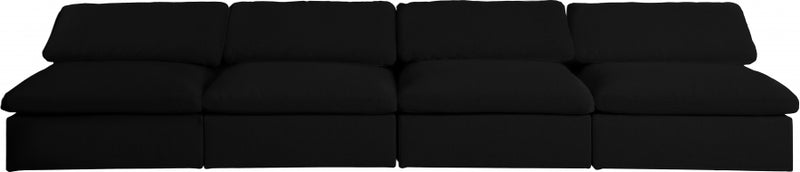 Serene 4 Piece Linen Deluxe Modular Overstuffed Armless Sofa