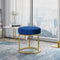 Modrest Elmont Blue Velvet & Gold Stool Ottoman