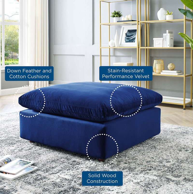 Commix Down Filled Overstuffed Performance Velvet Ottoman