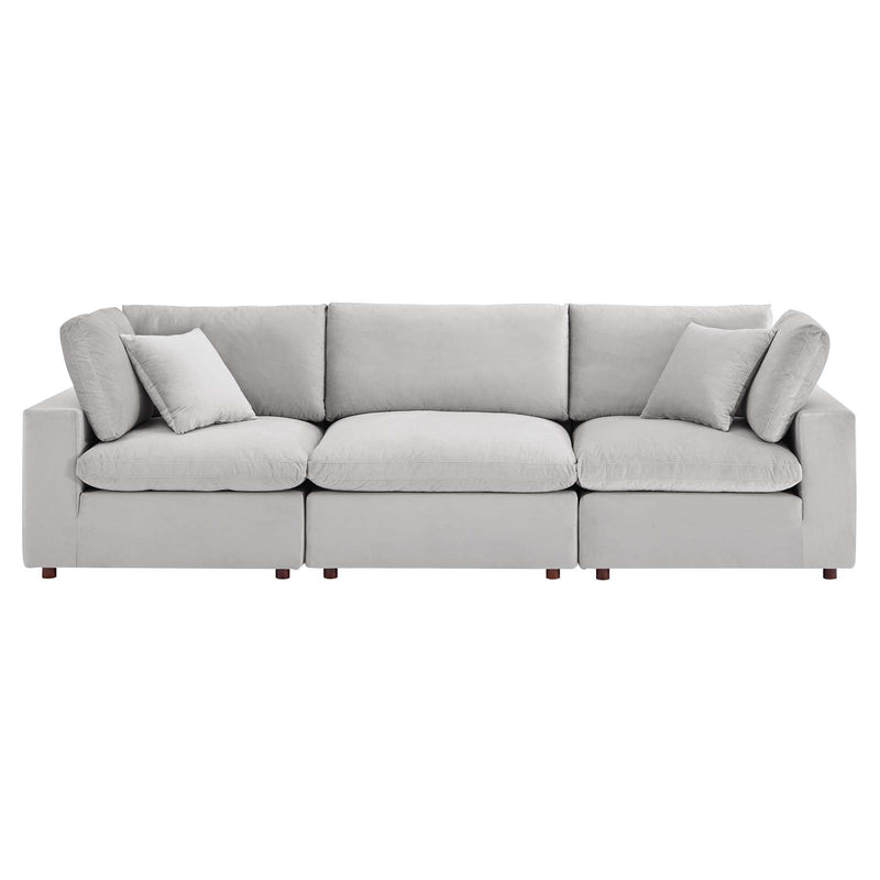 Commix Down Filled Overstuffed Performance Velvet 3-Seater Sofa