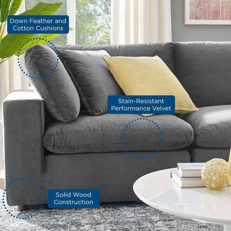 Commix Down Filled Overstuffed Performance Velvet 4-Seater Sofa