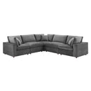 Commix Down Filled Overstuffed Performance Velvet 5-Piece Sectional Sofa