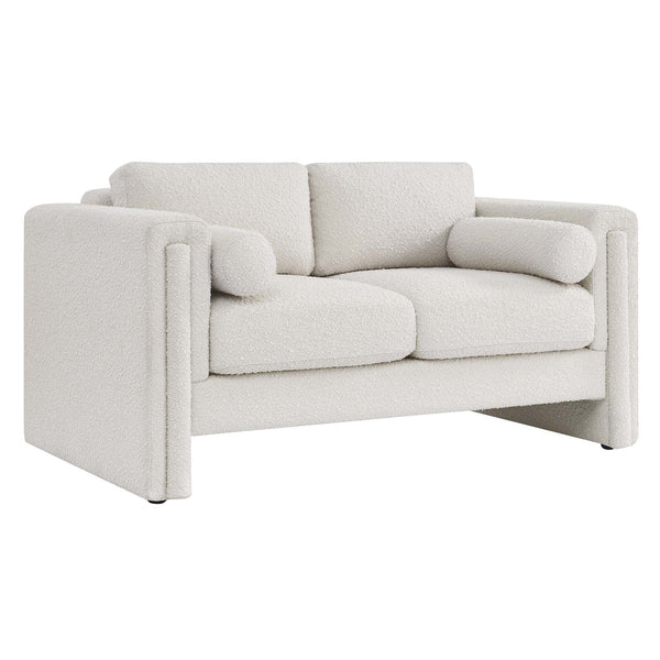 Visible Boucle Fabric Loveseat