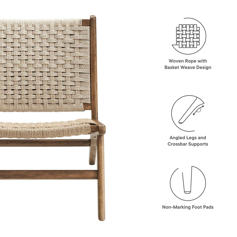 Saoirse Woven Rope Wood Accent Lounge Chair