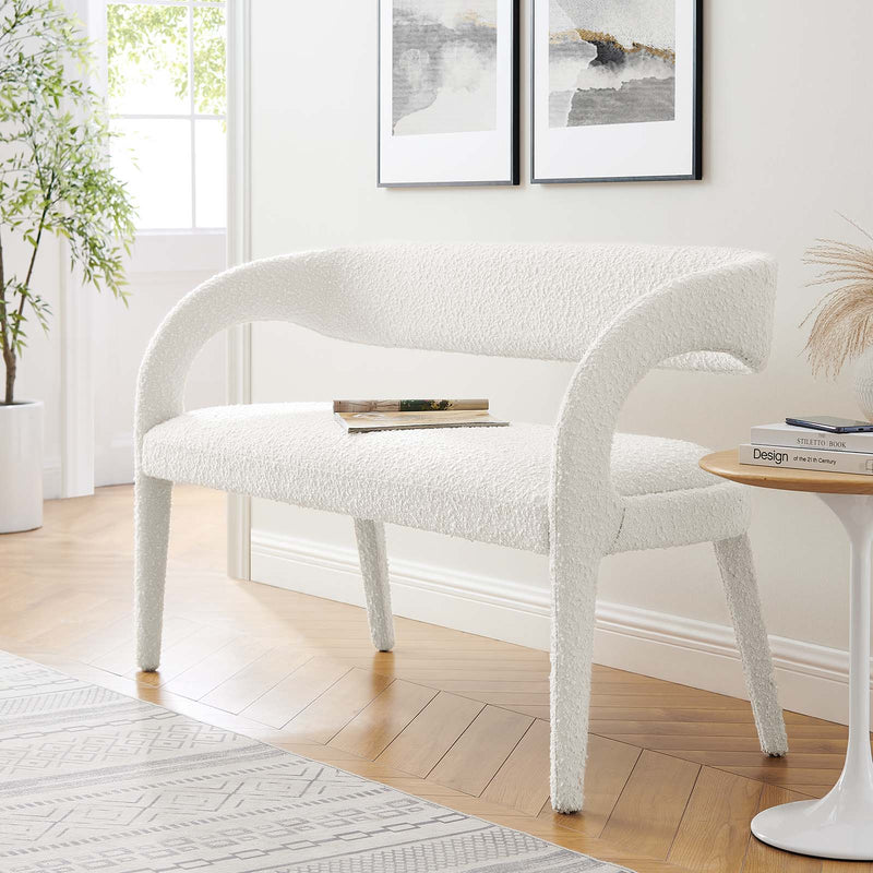 Pinnacle Boucle Fabric Accent Bench