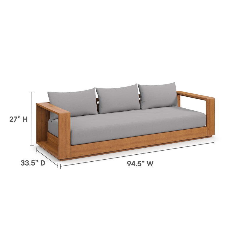 Tahoe Outdoor Patio Acacia Wood 2-Piece Sofa and Coffee Table Set