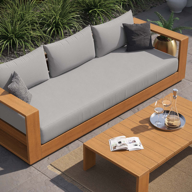 Tahoe Outdoor Patio Acacia Wood 2-Piece Sofa and Coffee Table Set