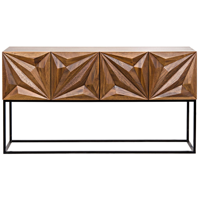 Zurich Console, Bleached Walnut with Steel