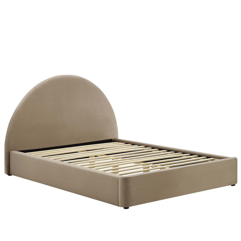 Resort Performance Velvet Arched Round Platform Bed