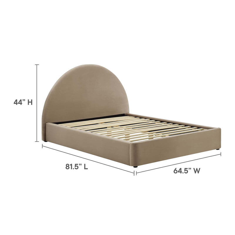 Resort Performance Velvet Arched Round Platform Bed