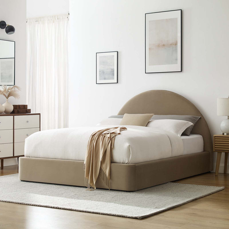 Resort Performance Velvet Arched Round Platform Bed