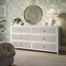 Patty White Rattan 6 Drawer Dresser