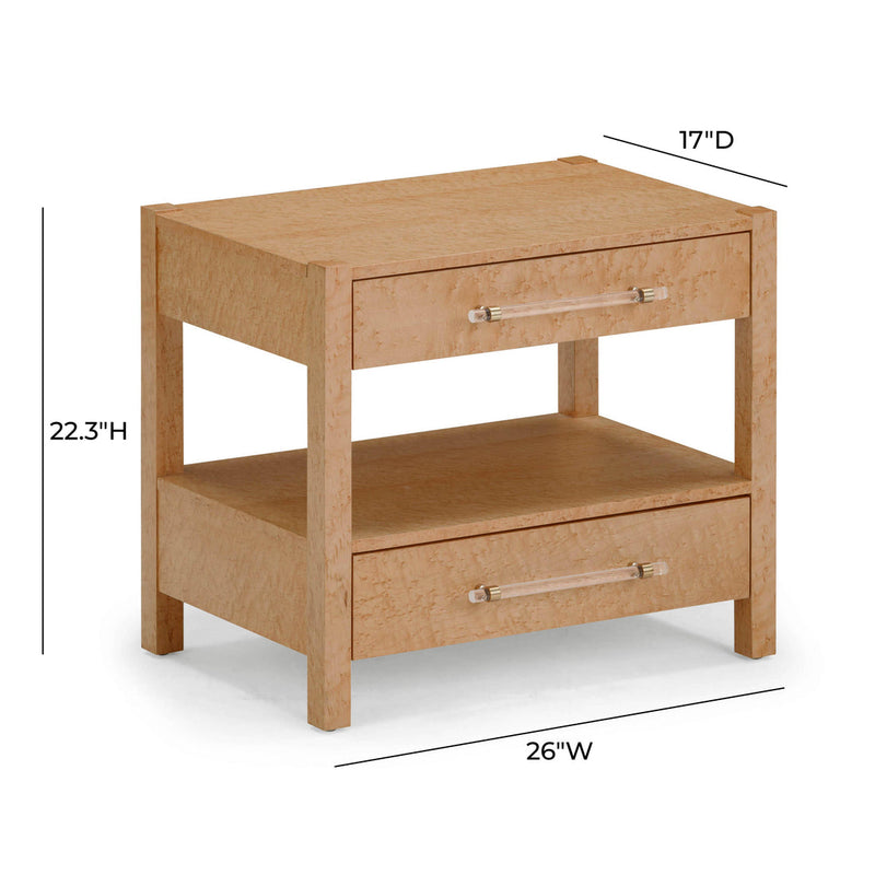 Brandyss Birdseye Maple 2-Drawer Nightstand