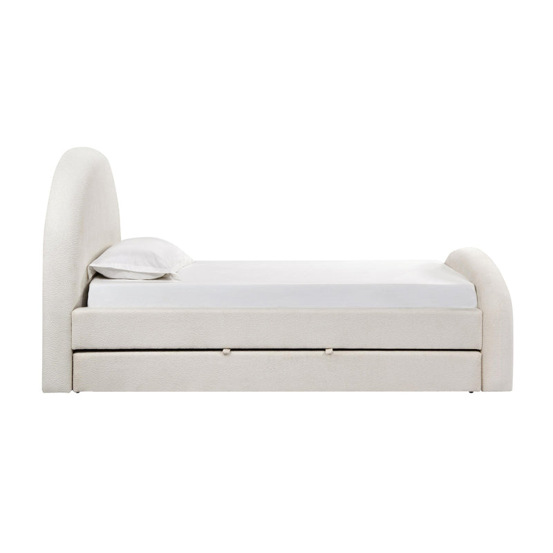 Moon Cream Boucle Twin Trundle Bed