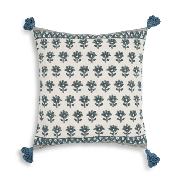 Blossom Printed Cotton Tassel 20 Inch Accent Cushion