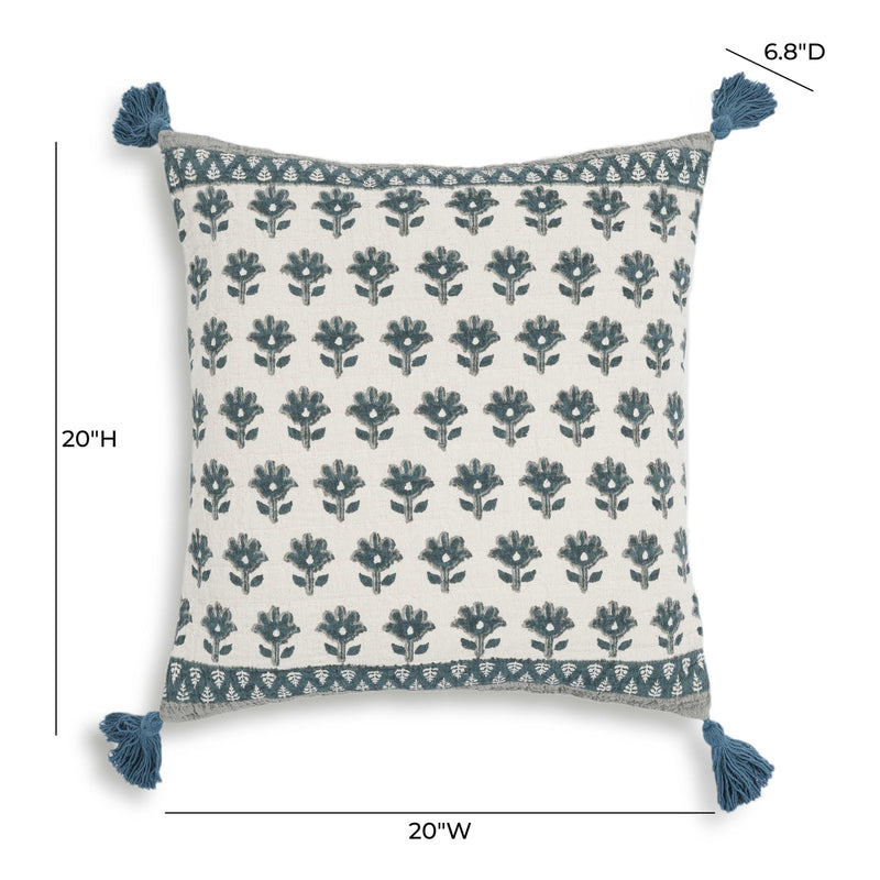 Blossom Printed Cotton Tassel 20 Inch Accent Cushion