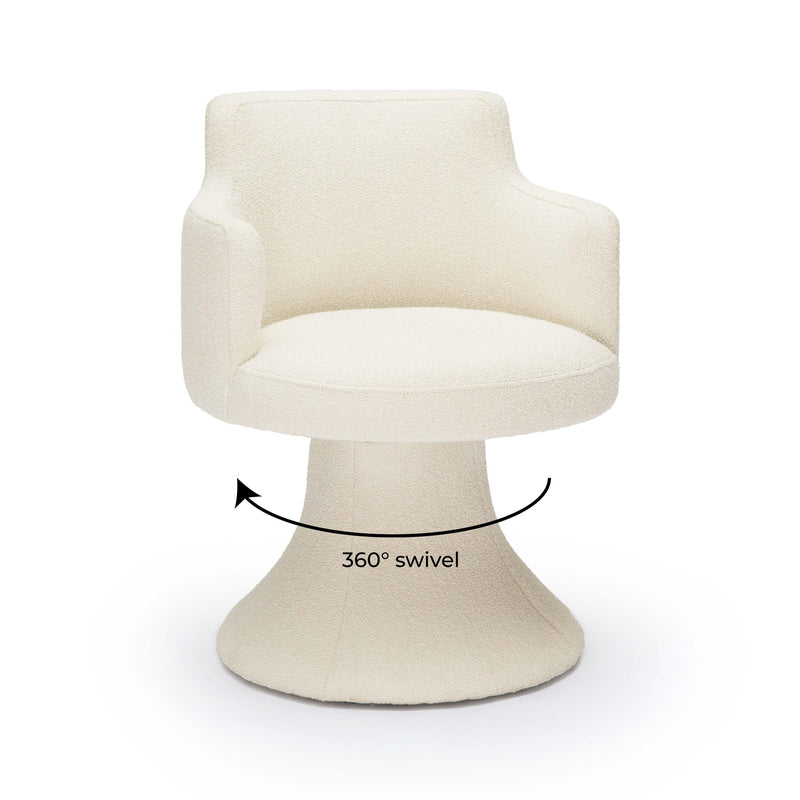 Jeffree Cream Performance Boucle Swivel Dining Chair