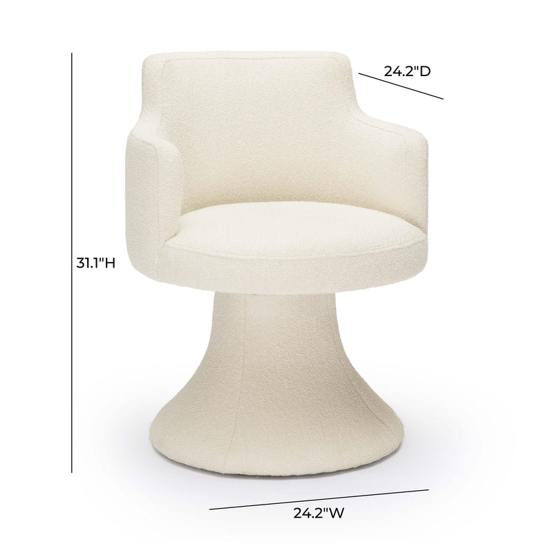 Jeffree Cream Performance Boucle Swivel Dining Chair