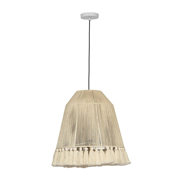 Helen White Cotton Tasseled Pendant Lamp