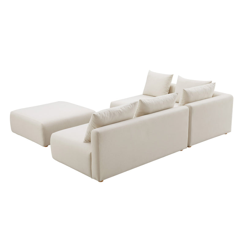 Hangover Cream Linen 4-Piece Modular Chaise Sectional