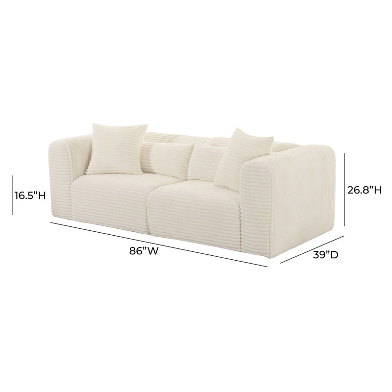 Tarra Fluffy Oversized Corduroy Modular Loveseat