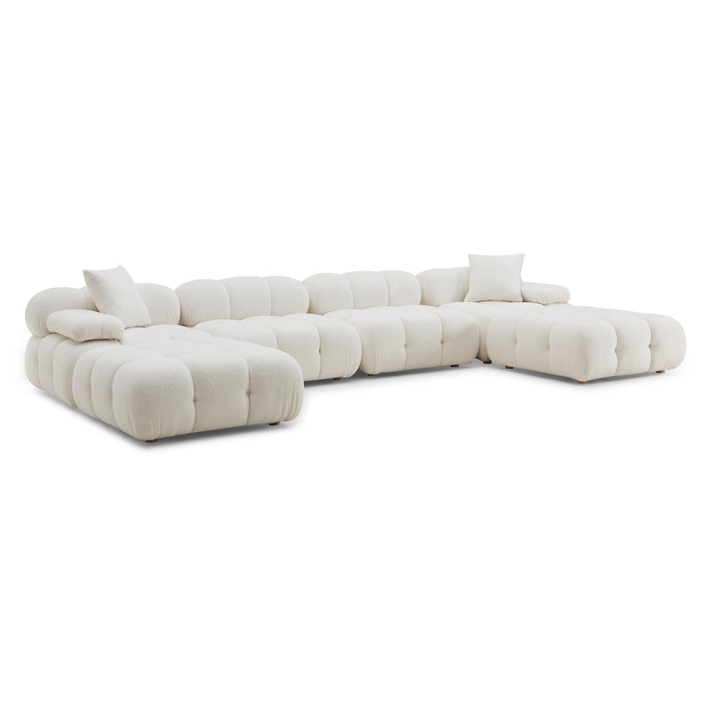 Calliope Cream Vegan Shearling 6-piece Modular U-Sectional