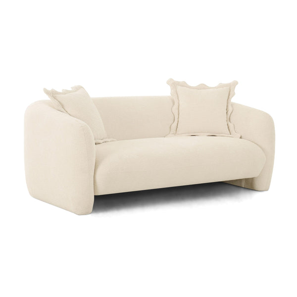 Lou Sandstone Textured Fabric Loveseat