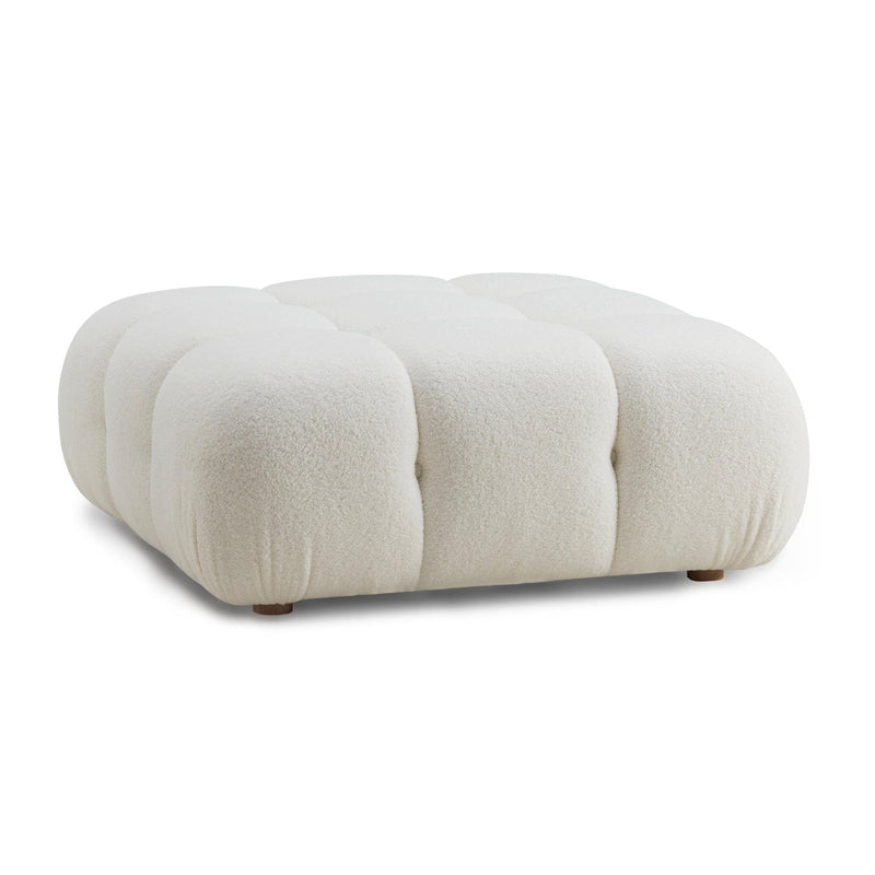 Calliope Cream Vegan Shearling Modular Ottoman