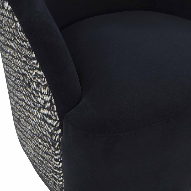 Reese Black Velvet Swivel Chair