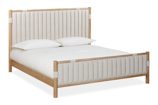 Furano Upholstered Panel Bed in Ginger and Brun Boucle