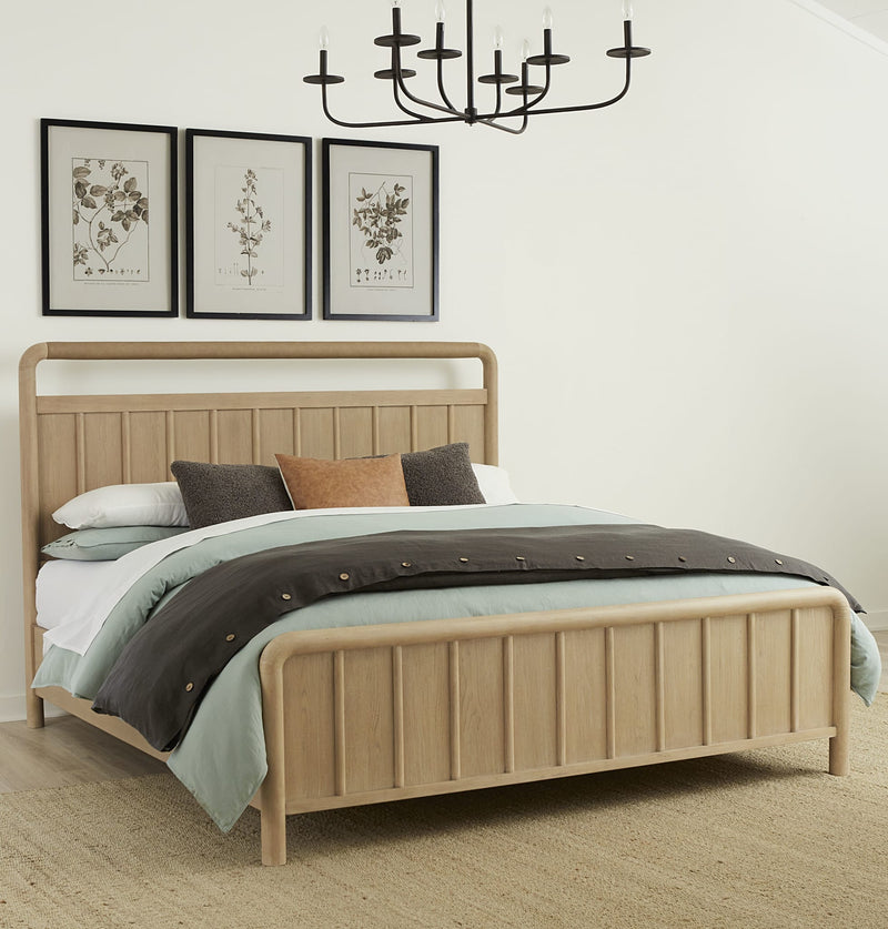 Camden Shiplap Oak Wood Platform Bed in Chai