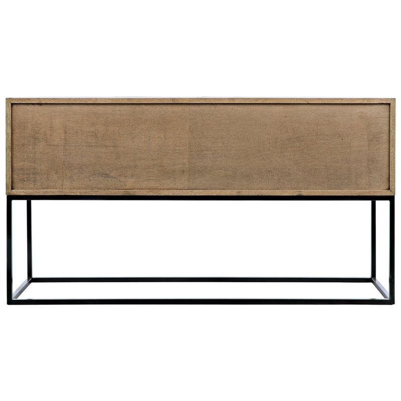 Zurich Console, Bleached Walnut with Steel