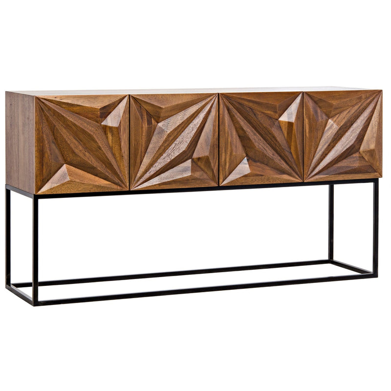 Zurich Console, Bleached Walnut with Steel