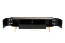 Modrest Bowie - Mid-Century Modern Black Oak + Brass TV Stand