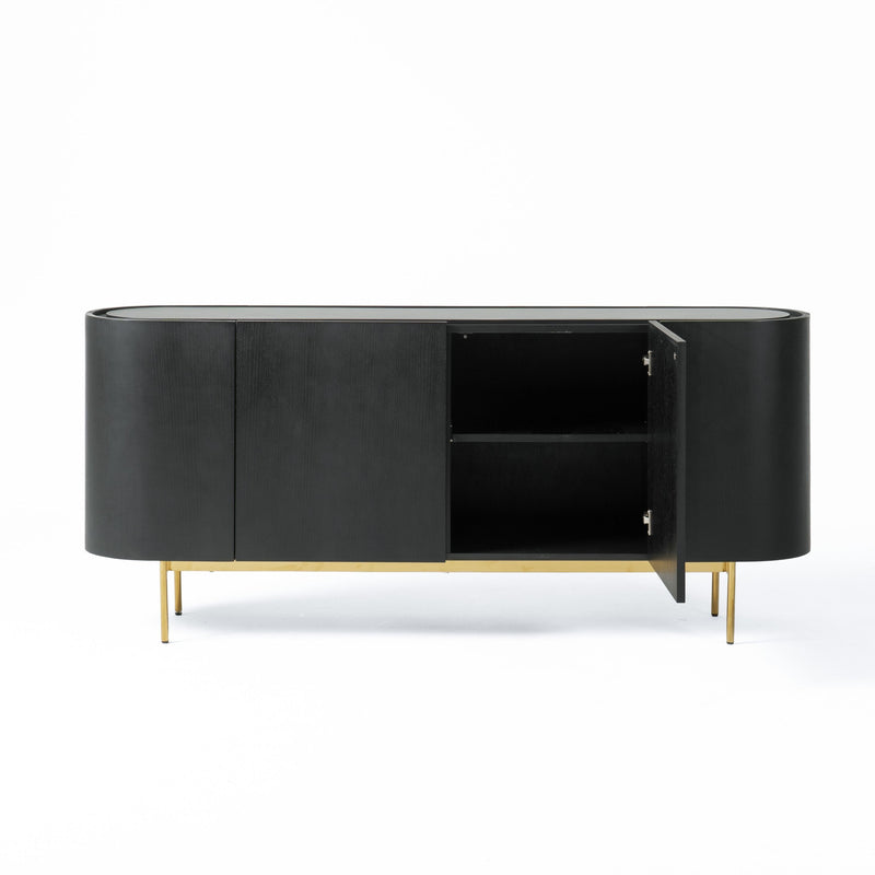 Modrest Bowie - Mid-Century Modern Black Oak + Brass Buffet