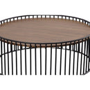 Modrest Bronson Modern Walnut & Black Round Coffee Table