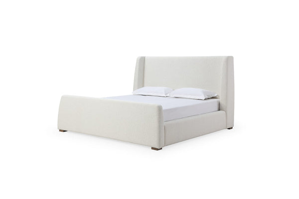 Presley Upholstered Wingback Platform Bed in Cottage Cheese Boucle