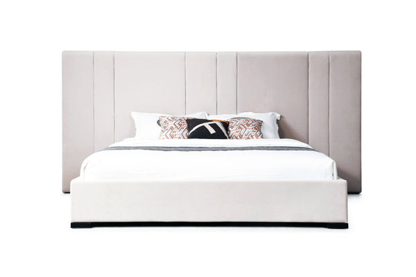 Penelope - Modern Grey Velvet Bed