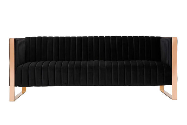 Trillium 83'' Black and Gold 3-Seat Sofa