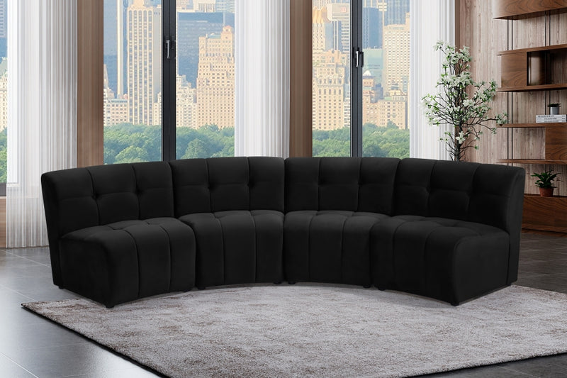 Limitless Modular Velvet 4 Piece Sectional