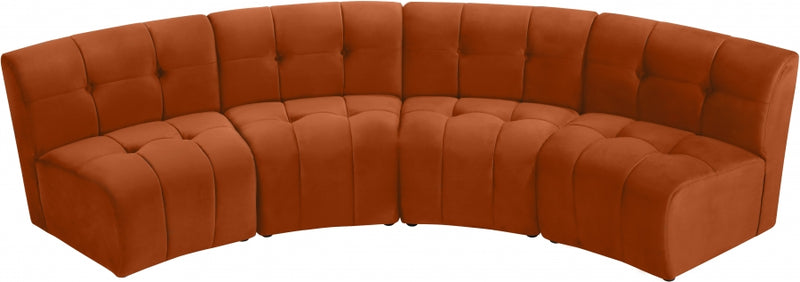 Limitless Modular Velvet 4 Piece Sectional