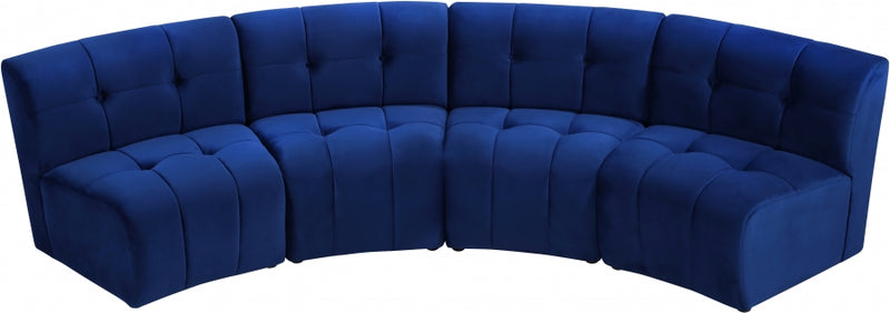 Limitless Modular Velvet 4 Piece Sectional