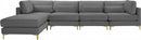 Julia 5 Piece Velvet Modular Reversible Sectional