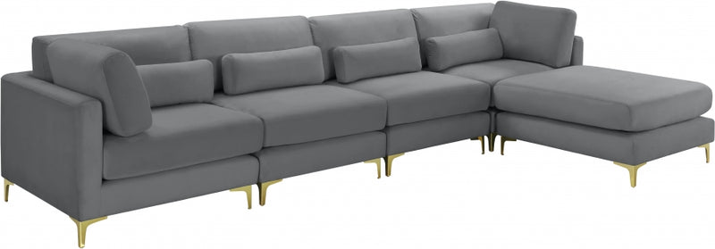 Julia 5 Piece Velvet Modular Reversible Sectional