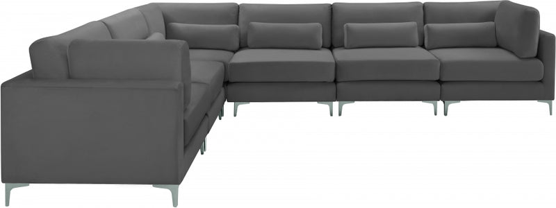 Julia 6 Piece Velvet Modular Sectional