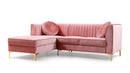 Divani Casa - Rachel Modern Pink Velvet Left Facing Sectional Sofa