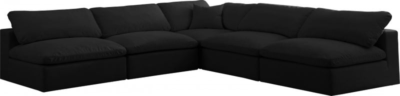 Cozy 5 Piece Velvet Modular Overstuffed Reversible Sectional