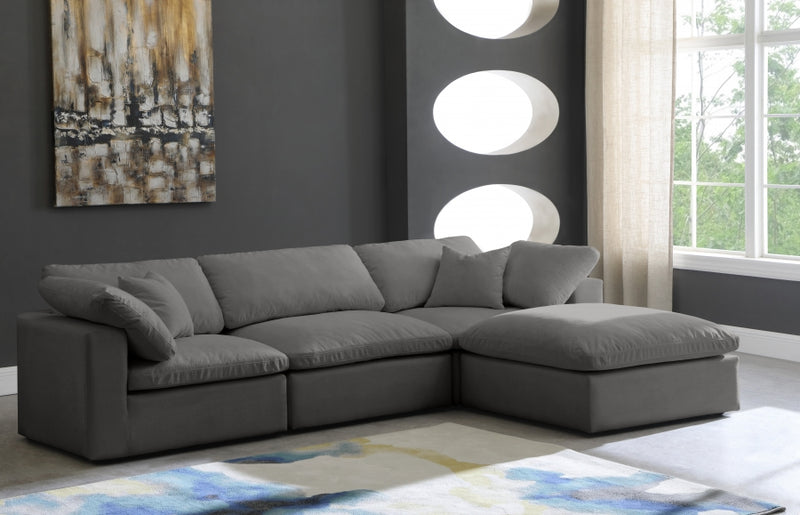 Cozy 4 Piece Velvet Modular Overstuffed Reversible Sectional