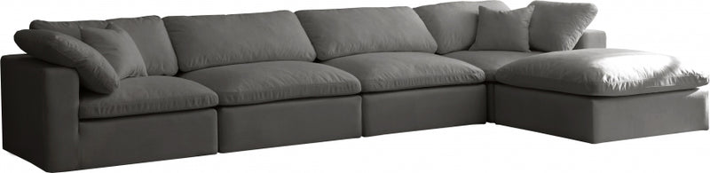 Cozy 5 Piece Velvet Modular Overstuffed Reversible Sectional