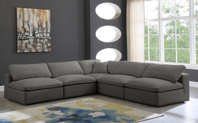 Cozy 5 Piece Velvet Modular Overstuffed Reversible Sectional